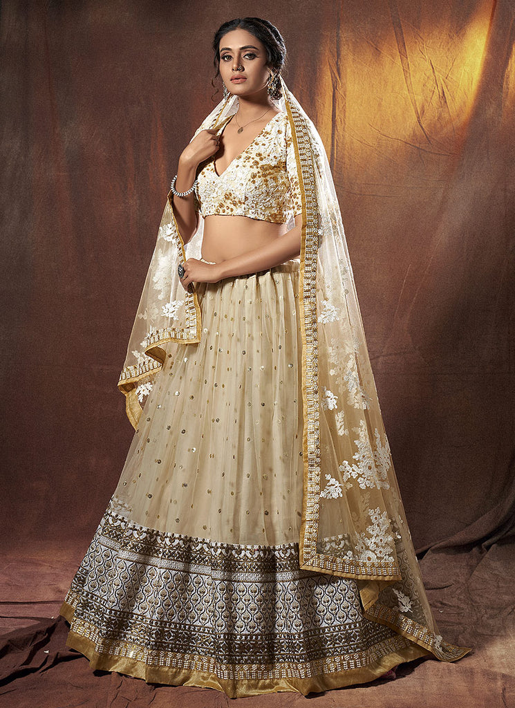 Beige Golden Lehenga Choli In usa