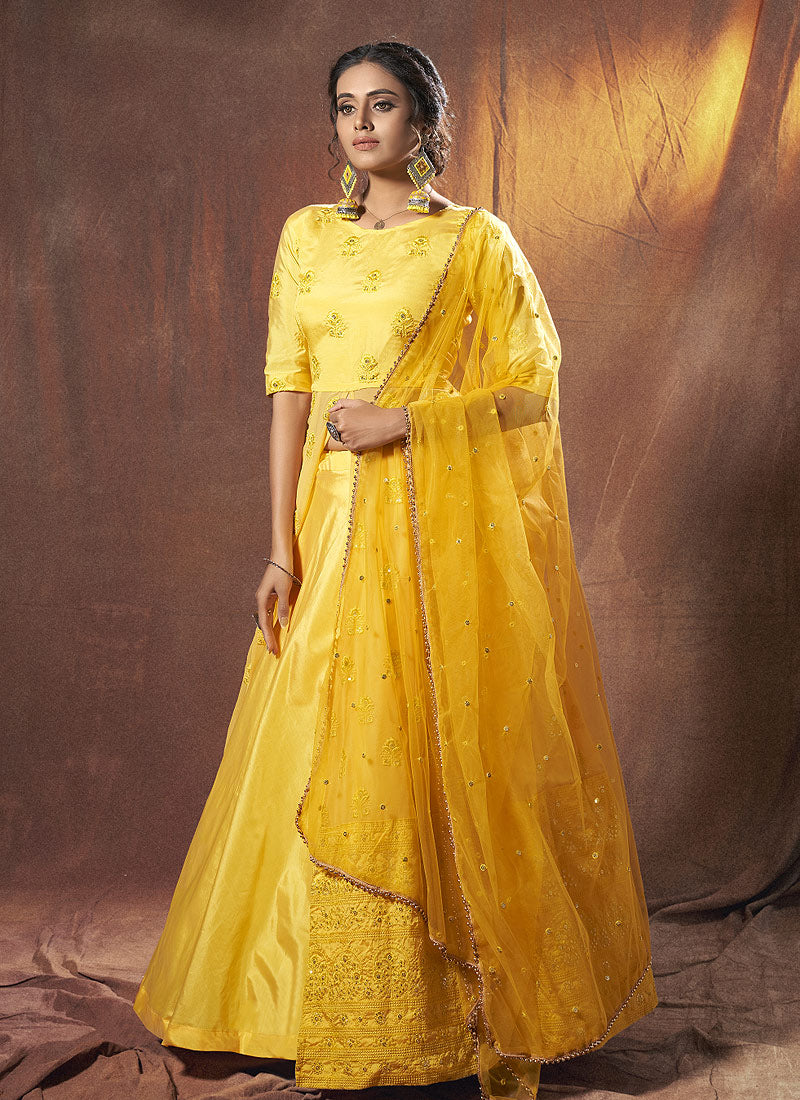 Yellow Anarkali Lehenga In usa