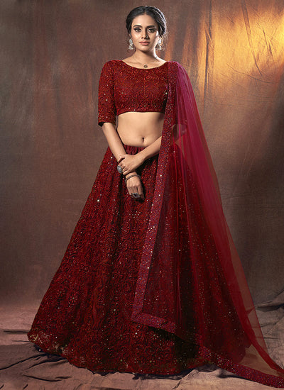 Bridal Red Embroidered Lehenga Choli