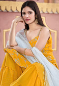 Yellow And White Embroidered Gharara Suit In usa uk canada