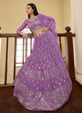 Lilac Lavender Foil Mirror Indian Wedding Lehenga