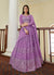 Lilac Lavender Foil Mirror Embroidered Indian Wedding Lehenga