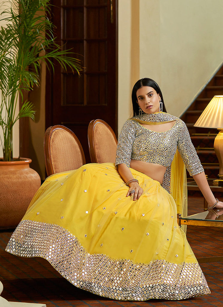 Lemon Yellow Indian Wedding Lehenga Usa
