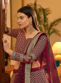 Maroon Embroidered Wedding Lehenga