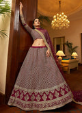 Maroon Embroidered Wedding Lehenga In uk