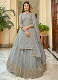 Grey Sequence Embroidered Indian Wedding Lehenga