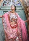 Off White And Pink Designers Wedding Lehenga Choli, Lehenga
