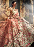 Peach Multi Embroidered Wedding Lehenga Choli
