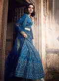 Peacock Blue Embroidered Wedding Lehenga Choli