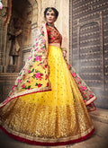 Yellow And Red Designer Wedding Lehenga Choli