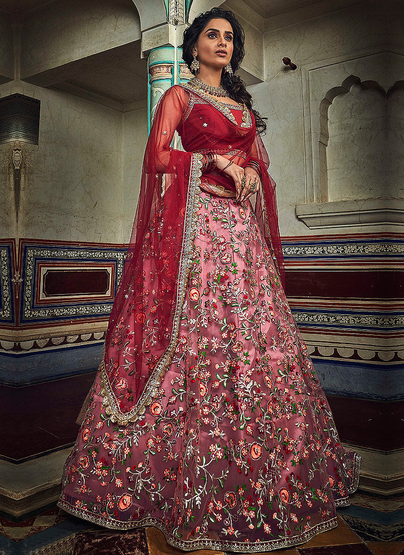 Classy Designer Bridal lehenga choli with long Veil and handembroidery  Bespoke | eBay