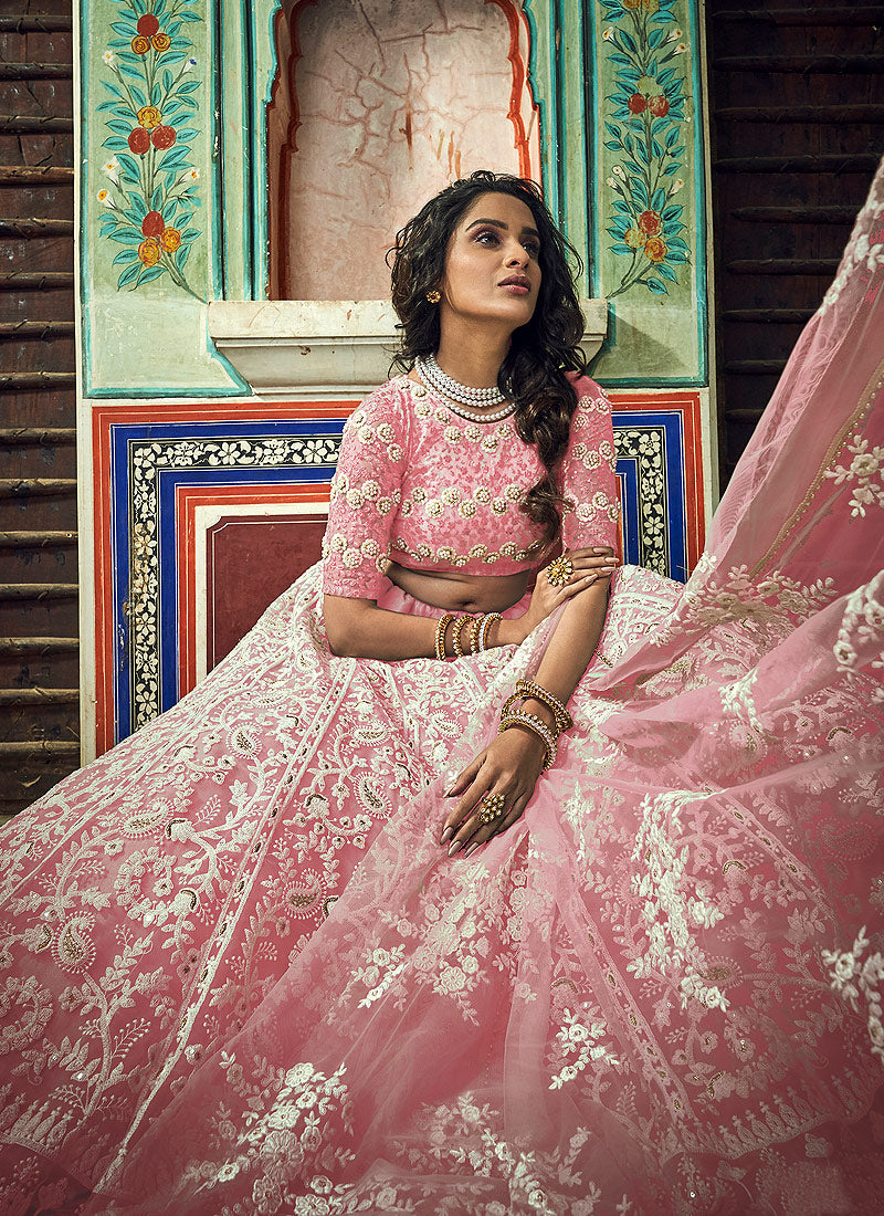 Peach Designer Wedding Lehenga Choli, Lehenga