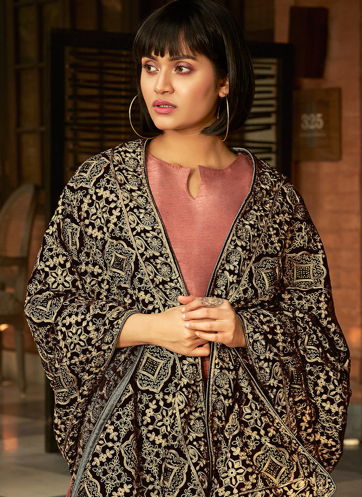 Rust Pink Salwar Kameez Shawl In usa