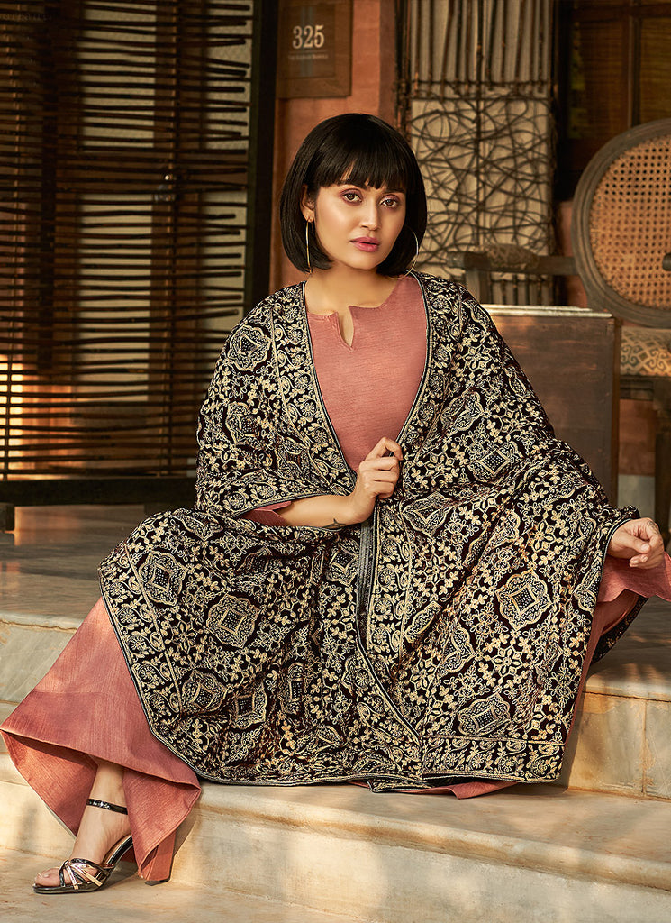 Rust Pink Salwar Kameez Shawl In usa uk canada