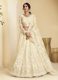 Off White Pearl Embroidered Wedding Lehenga Choli