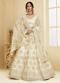 Creme White Pearl Embroidered Wedding Lehenga Choli