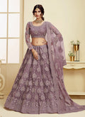 Lavender Pearl Embroidered Wedding Lehenga Choli