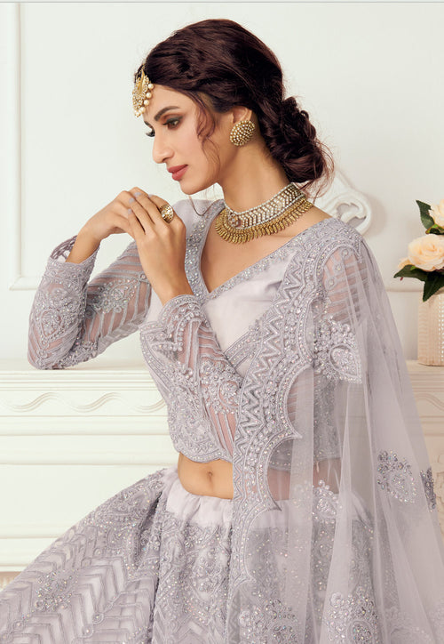 Lilac Purple Designer Wedding Lehenga Choli In usa