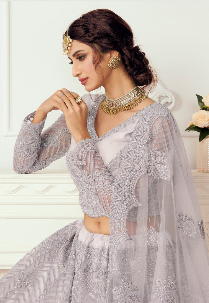 Lilac Purple Designer Wedding Lehenga Choli In usa