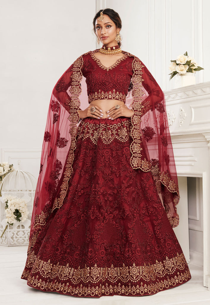 Bridal Red Embroidered Lehenga Choli