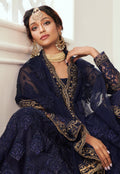 Navy Blue Golden Lehenga Choli In usa