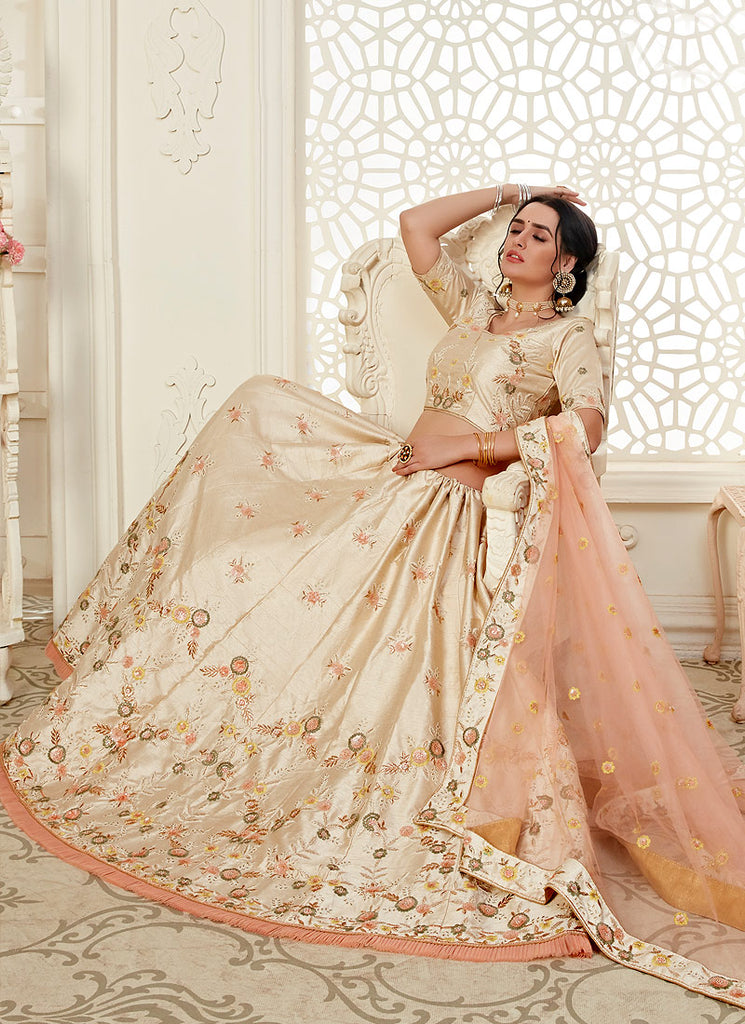 Cream And Pink Lehenga Choli In usa uk canada