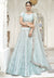 Ice Blue Mirror Work Wedding Lehenga Choli