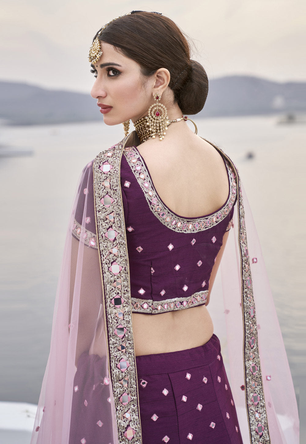 Wine And Pink Lehenga Choli In usa uk canada