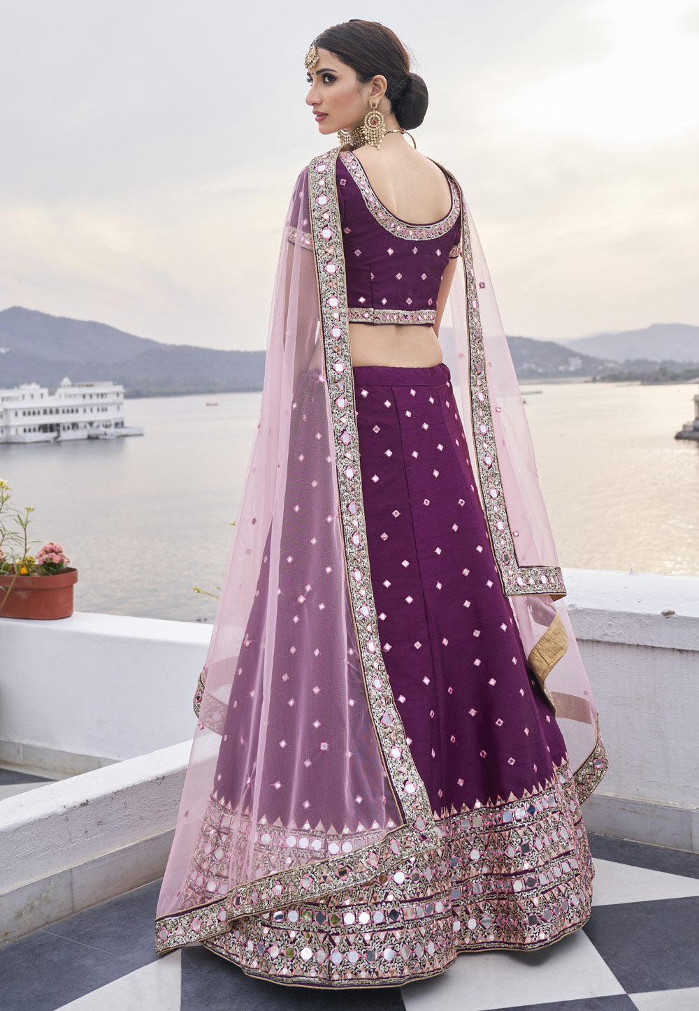 Wine And Pink Lehenga Choli In usa uk canada