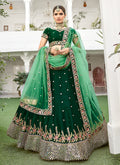 Green Mirror Work Wedding Lehenga Choli