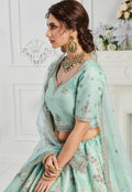 Turquoise Floral Designer Lehenga Choli In usa