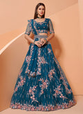 Royal Blue Motif Embroidered Wedding Lehenga Choli