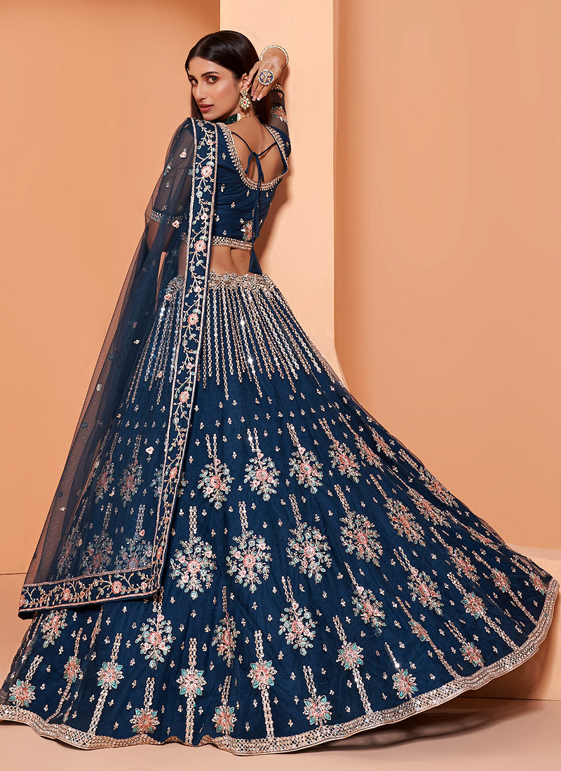 Persian Blue Wedding Lehenga Choli In Usa
