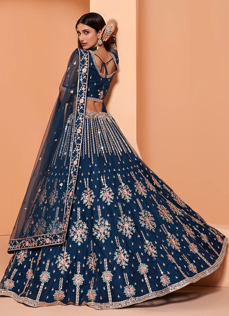 Persian Blue Wedding Lehenga Choli In Usa