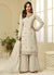 Off White Embroidered Designer Sharara Suit