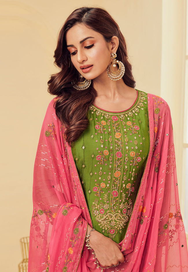 Green And Pink Pant Suit In usa