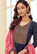 Blue And Pink Pakistani Pant Suit In usa