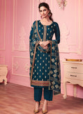 Turquoise Blue Designer Pakistani Pant Suit