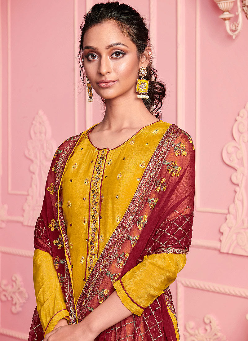 Yellow And Red Pant Suit In usa