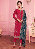 Rani Pink And  Blue Designer Pakistani Pant Suit