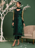 Green And Black Sequence Embroidered Pakistani Pant Suit