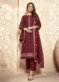 Maroon Sequence Embroidered Pakistani Pant Suit