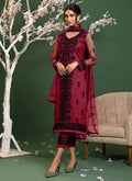 Rani Pink And Black Sequence Embroidered Pakistani Pant Suit