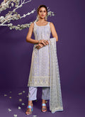 Lavender Lucknowi Embroidery Designer Pant Style Suit
