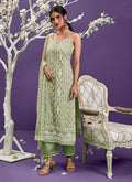 Pista Green Lucknowi Embroidery Pant Style Suit In CANADA
