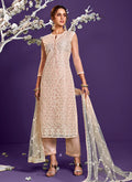 Soft Pink Lucknowi Embroidery Designer Pant Style Suit
