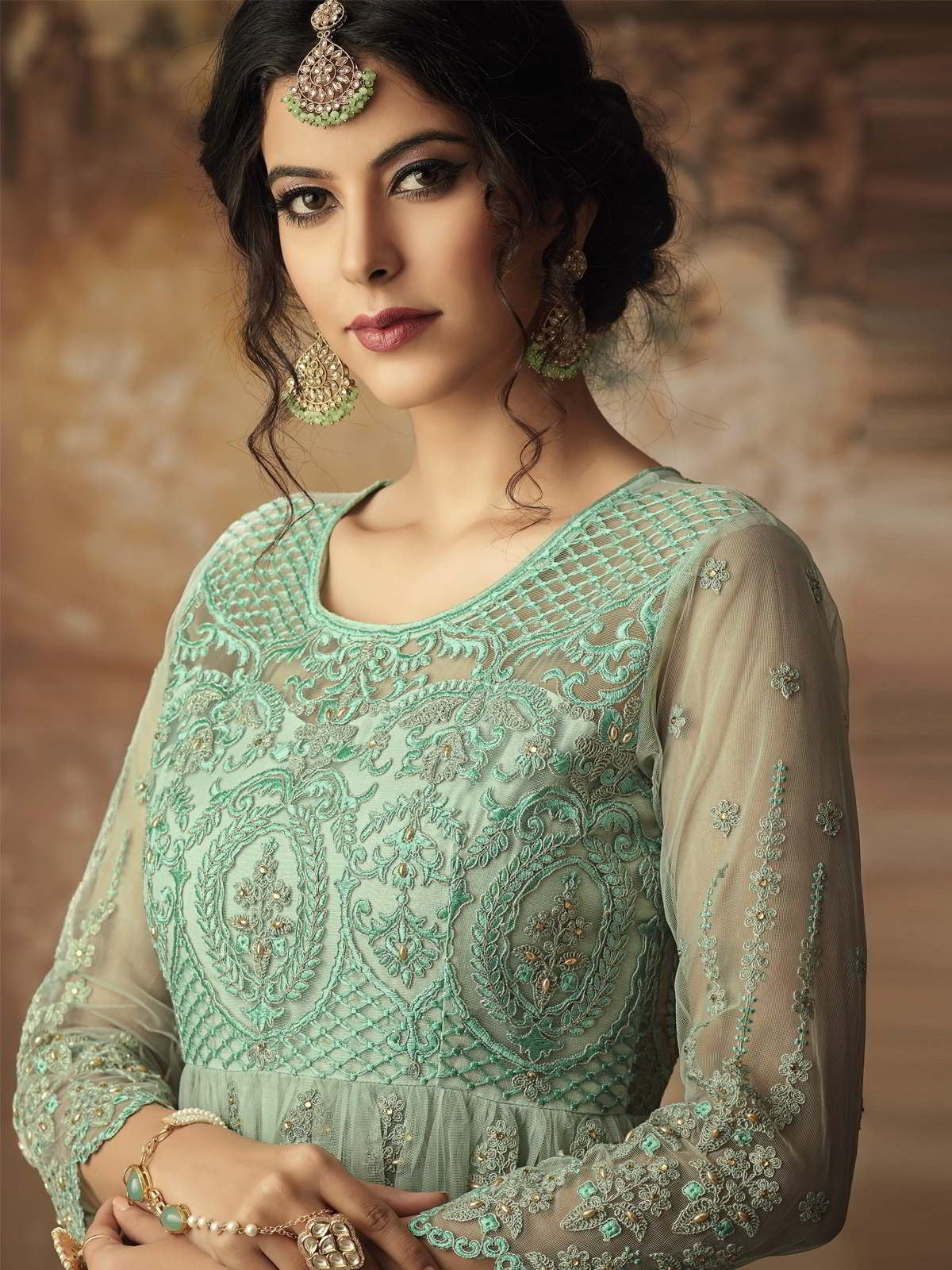 Aqua Blue  Party Wear Sharara Suit Online