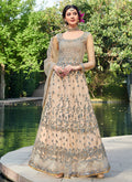 Baby Pink And Grey Designer Anarkali Gown