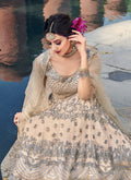 Baby Pink And Grey Designer Anarkali Gown