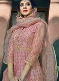 Light Pink Overall Zari Embellished Designer Anarkali Gown